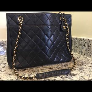 Vintage Chanel Caviar Quilted Shopping Tote